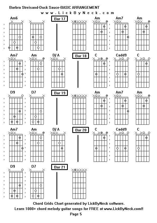 Chord Grids Chart of chord melody fingerstyle guitar song-Barbra Streisand-Duck Sauce-BASIC ARRANGEMENT,generated by LickByNeck software.